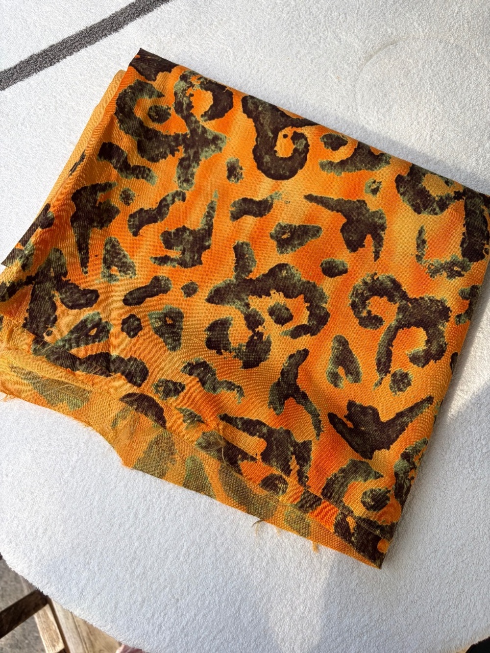 Piece of designer silk fabric, 54 in wide x 80 in length, animal-inspired print